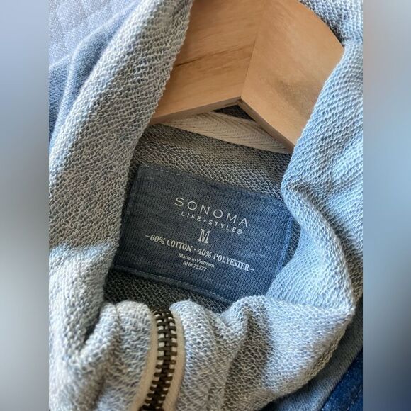 SONOMA Blue Color Block Cowl Neck Sweatshirt Size M - Picture 7 of 9
